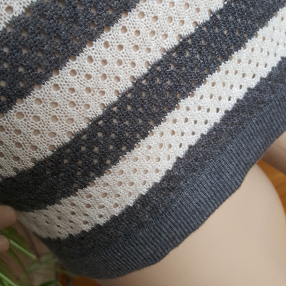 •Converse• Gray & White Striped Open-Knit Sweater - Picture 6 of 8
